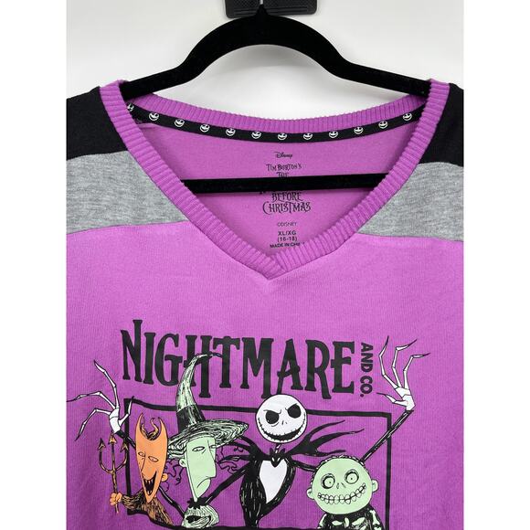 Disney The Nightmare Before Christmas Purple Tee Sleep Shirt Top XL NEW - Picture 4 of 11